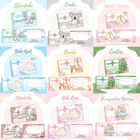 60 Artes para Cartão do SUS Arquivo em Jpge/Png