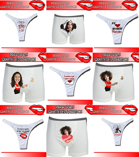14 Artes para Calcinha Cueca Sublimação Namorados Editável em Corel Draw