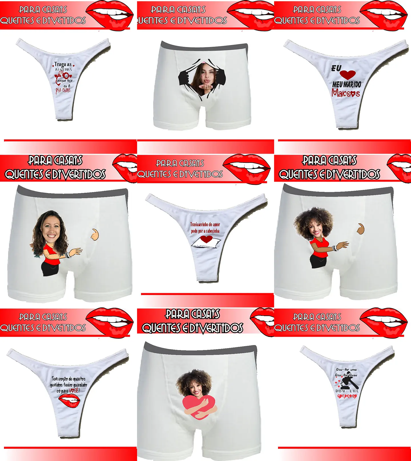 14 Artes para Calcinha Cueca Sublimação Namorados Editável em Corel Draw 1