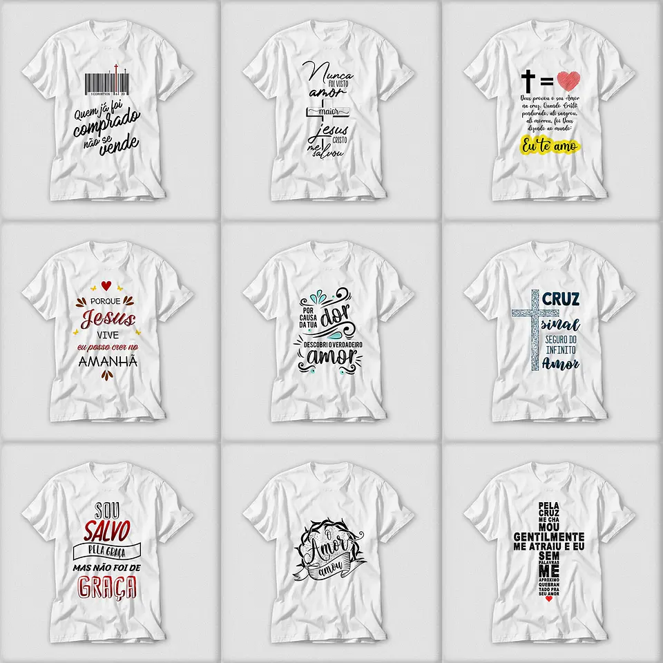 100 Artes para Sublimação Gospel Caneca, Camisa, Almofadas Editável em Corel Draw 4