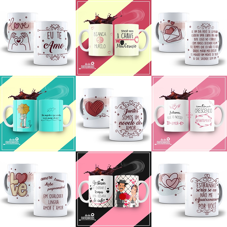 Arte Caneca Namorados 2.0 Pack Sublimação Arquivos 2