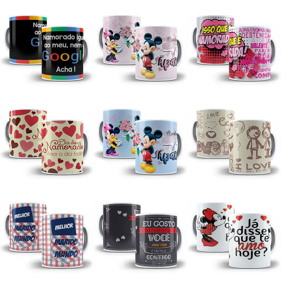 Arte Caneca Namorados 1.0 Pack Sublimação Arquivos 3
