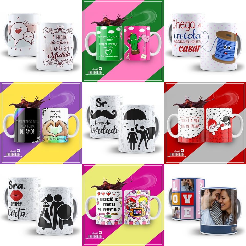 Arte Caneca Namorados 2.0 Pack Sublimação Arquivos 1
