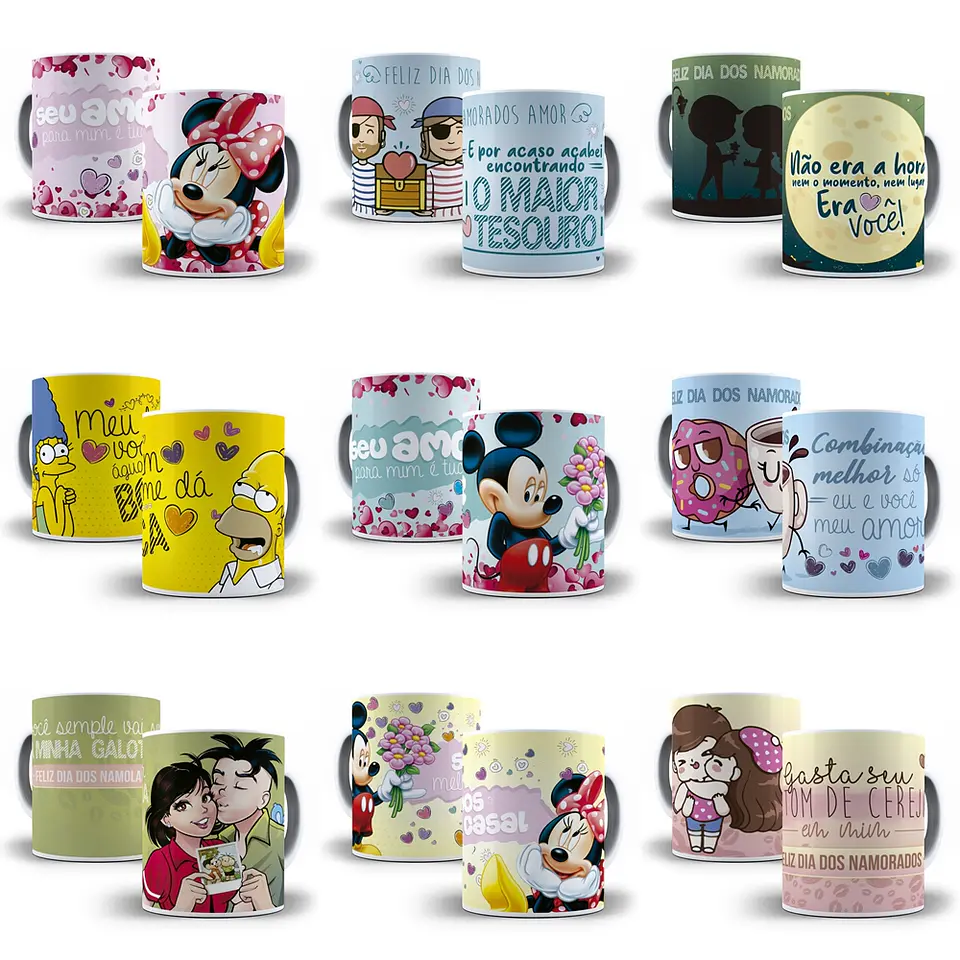 Arte Caneca Namorados 3.0 Pack Sublimação Arquivos 3
