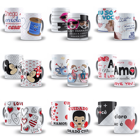 Arte Caneca Namorados 1.0 Pack Sublimação Arquivos