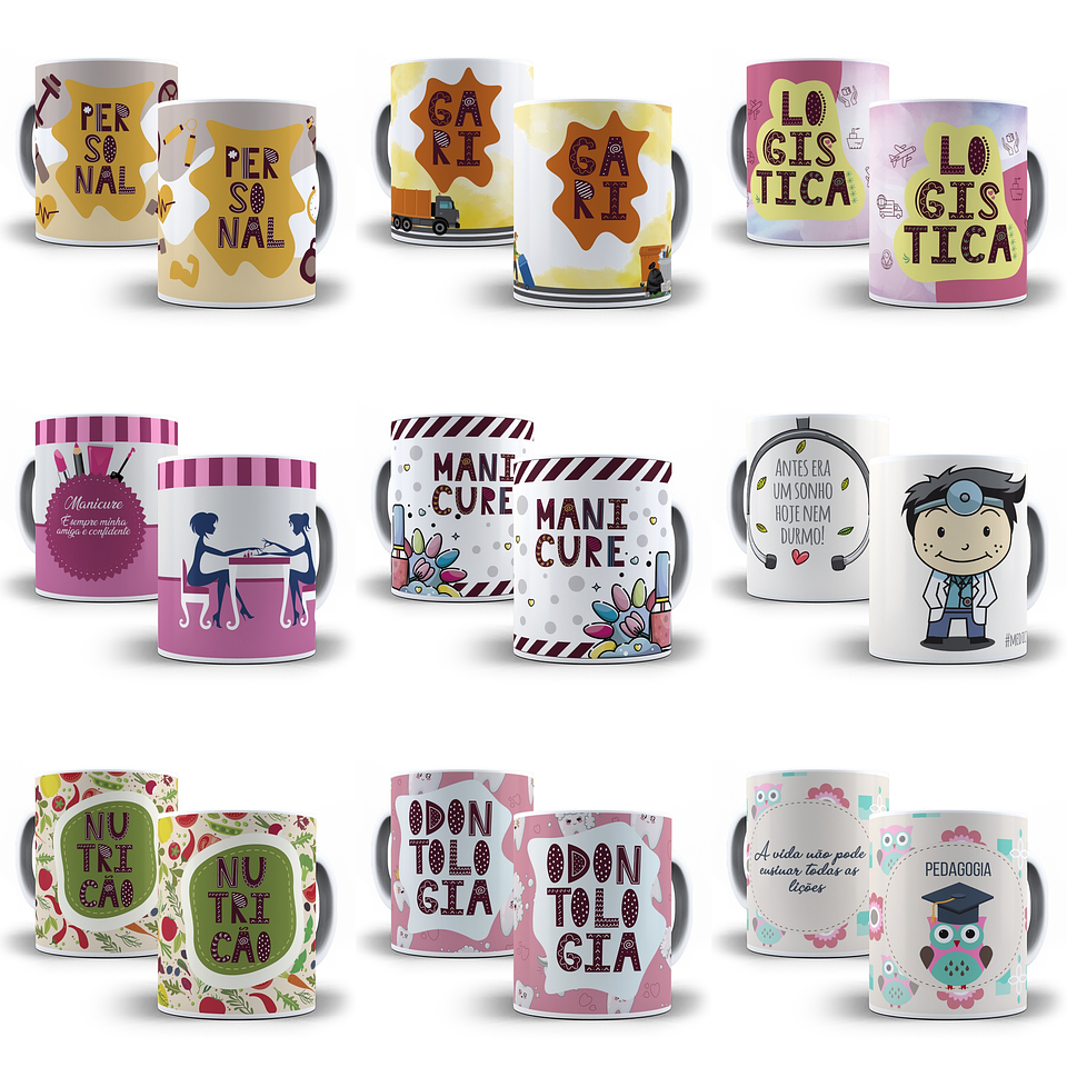 100 Artes para Caneca Profissões Sublimação Editável em Corel Draw 5