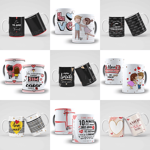 Arte Caneca Namorados 4.0 Pack Sublimação Arquivos