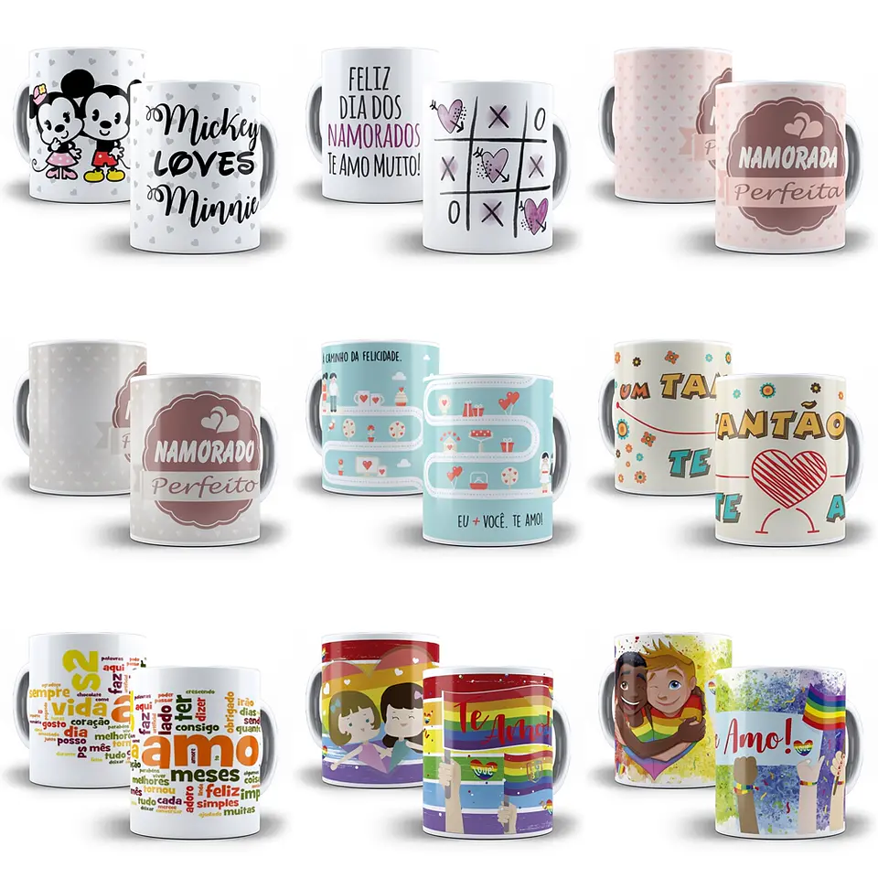 Arte Caneca Namorados 1.0 Pack Sublimação Arquivos 2