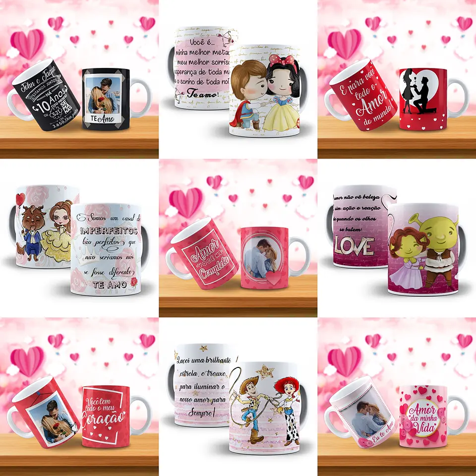 Arte Caneca Namorados 3.0 Pack Sublimação Arquivos 4