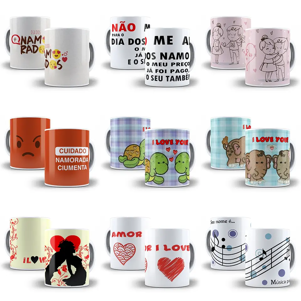 Arte Caneca Namorados 1.0 Pack Sublimação Arquivos 5