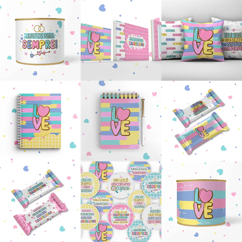 Pacote Sublimação Feliz Dia dos Namorados Arquivo em Jpge/Png 1