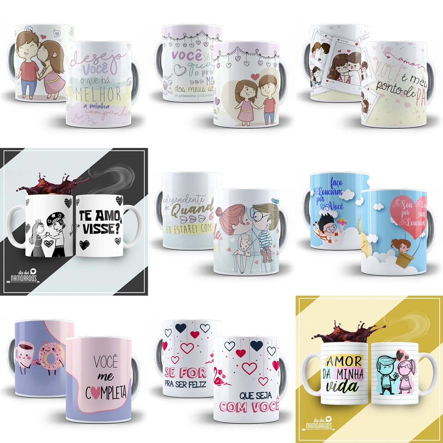 Arte Caneca Namorados 2.0 Pack Sublimação Arquivos 5
