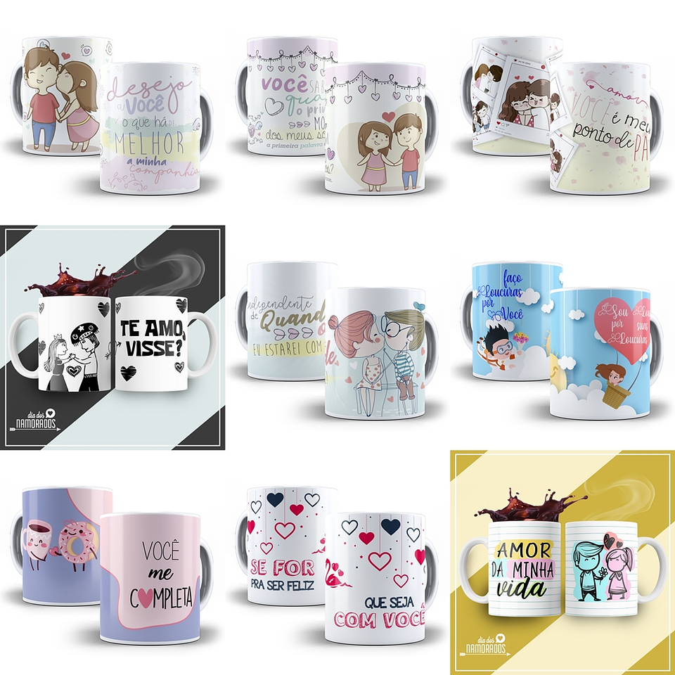 Arte Caneca Namorados 2.0 Pack Sublimação Arquivos 5