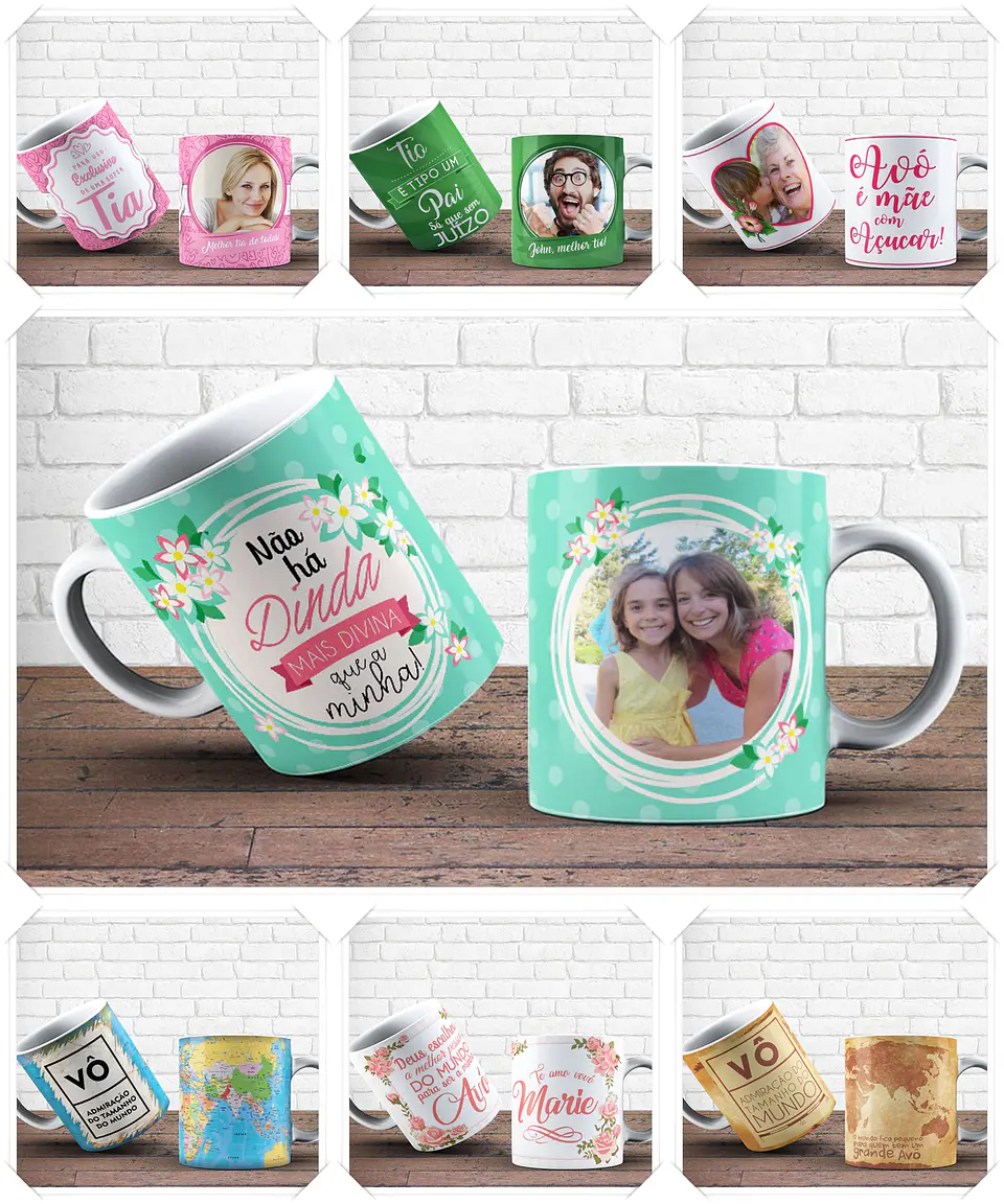 47 Artes para Caneca Familia Editável em Corel Draw 1