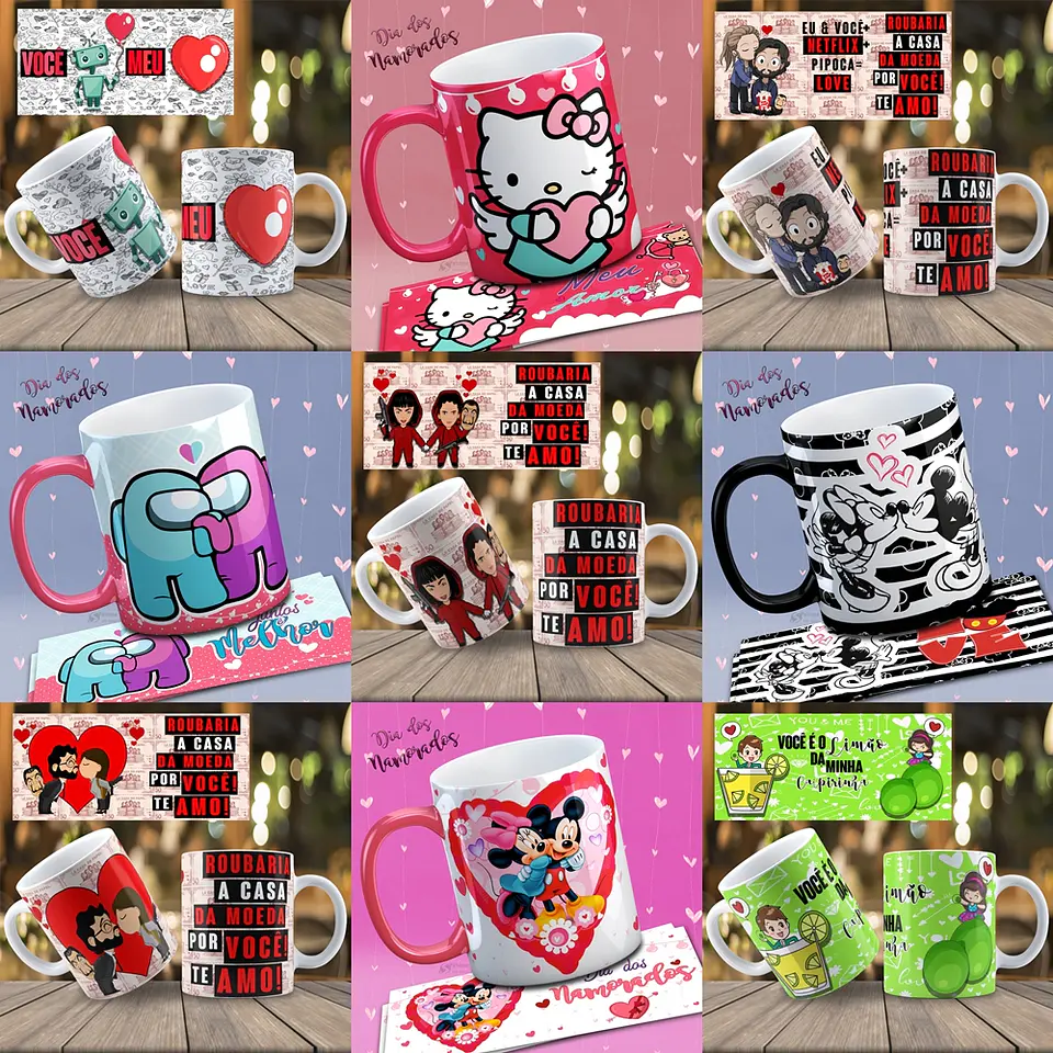 Arte Caneca Namorados 6.0 Pack Sublimação Arquivos 1