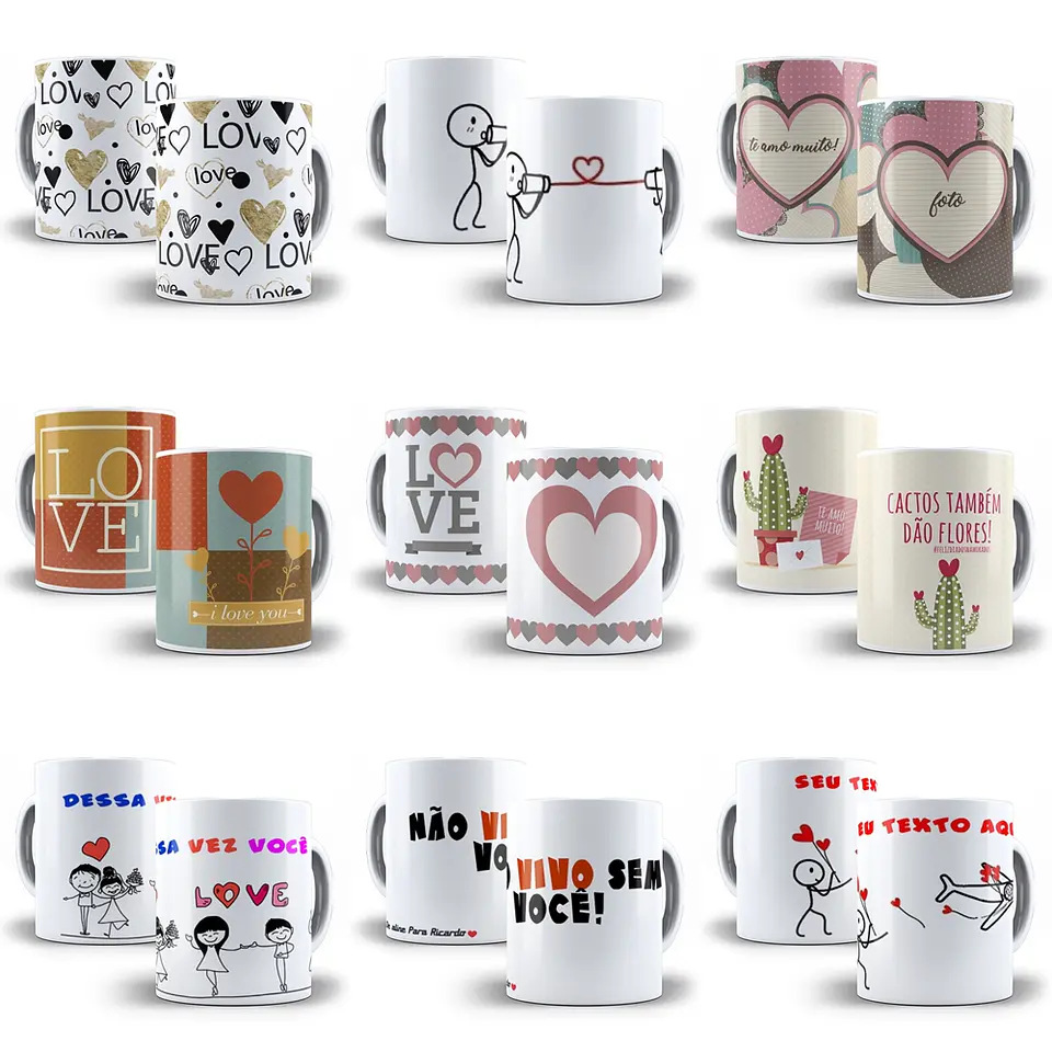 Arte Caneca Namorados 1.0 Pack Sublimação Arquivos 6