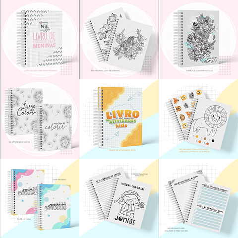 Pacote 8 Artes para Livros de Atividades Arquivo em Pdf/Png