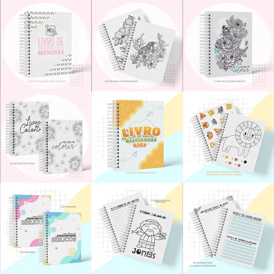Pacote 8 Artes para Livros de Atividades Arquivo em Pdf/Png 1