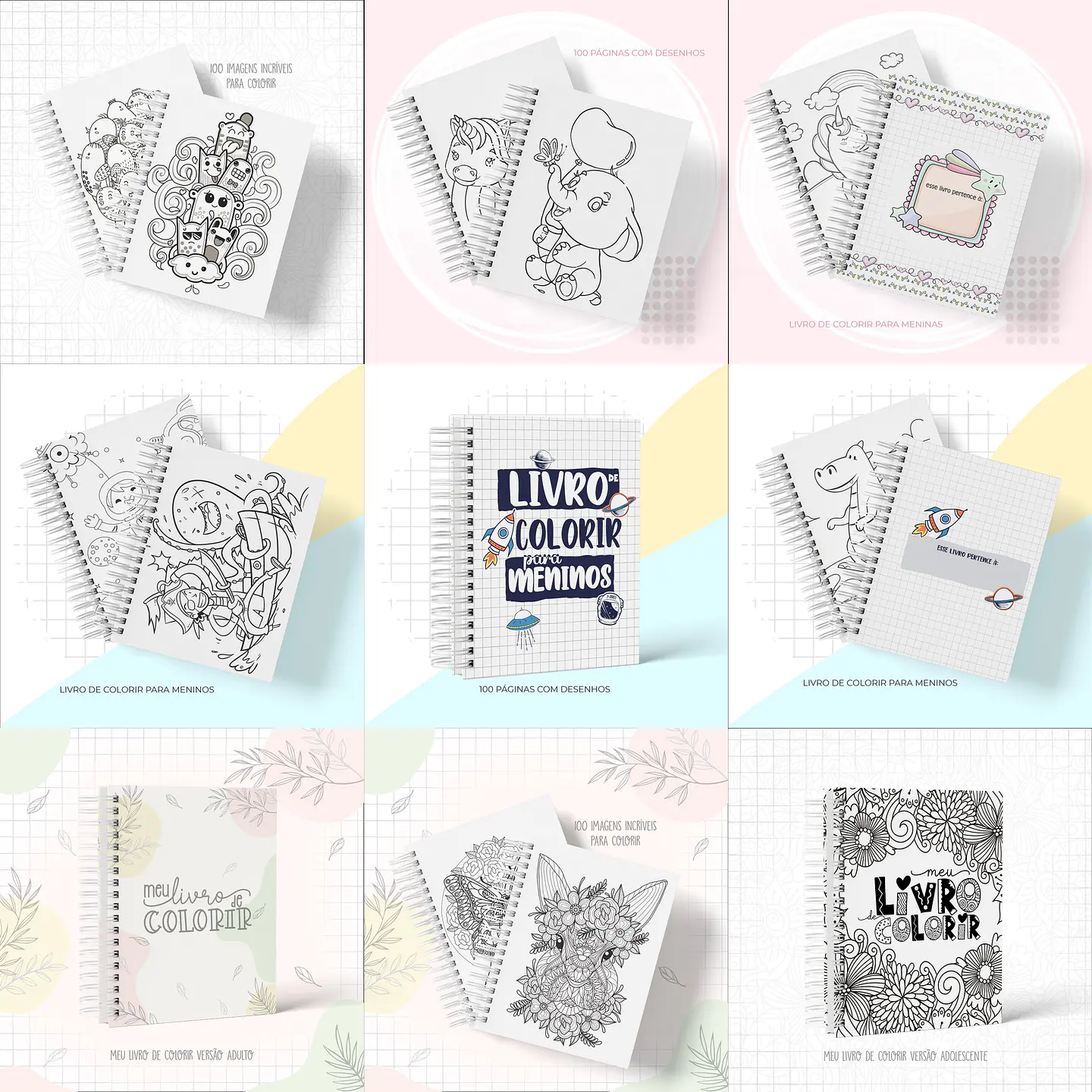 Pacote 8 Artes para Livros de Atividades Arquivo em Pdf/Png 2