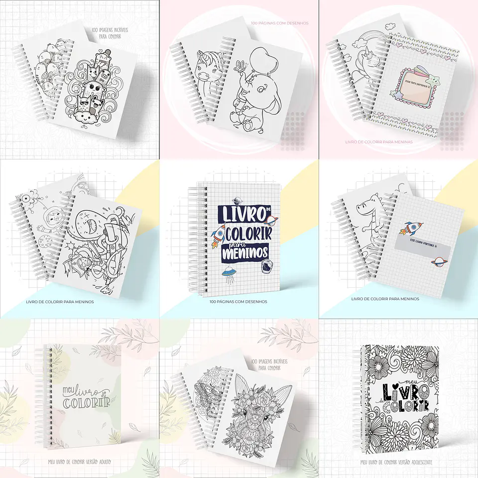 Pacote 8 Artes para Livros de Atividades Arquivo em Pdf/Png 2