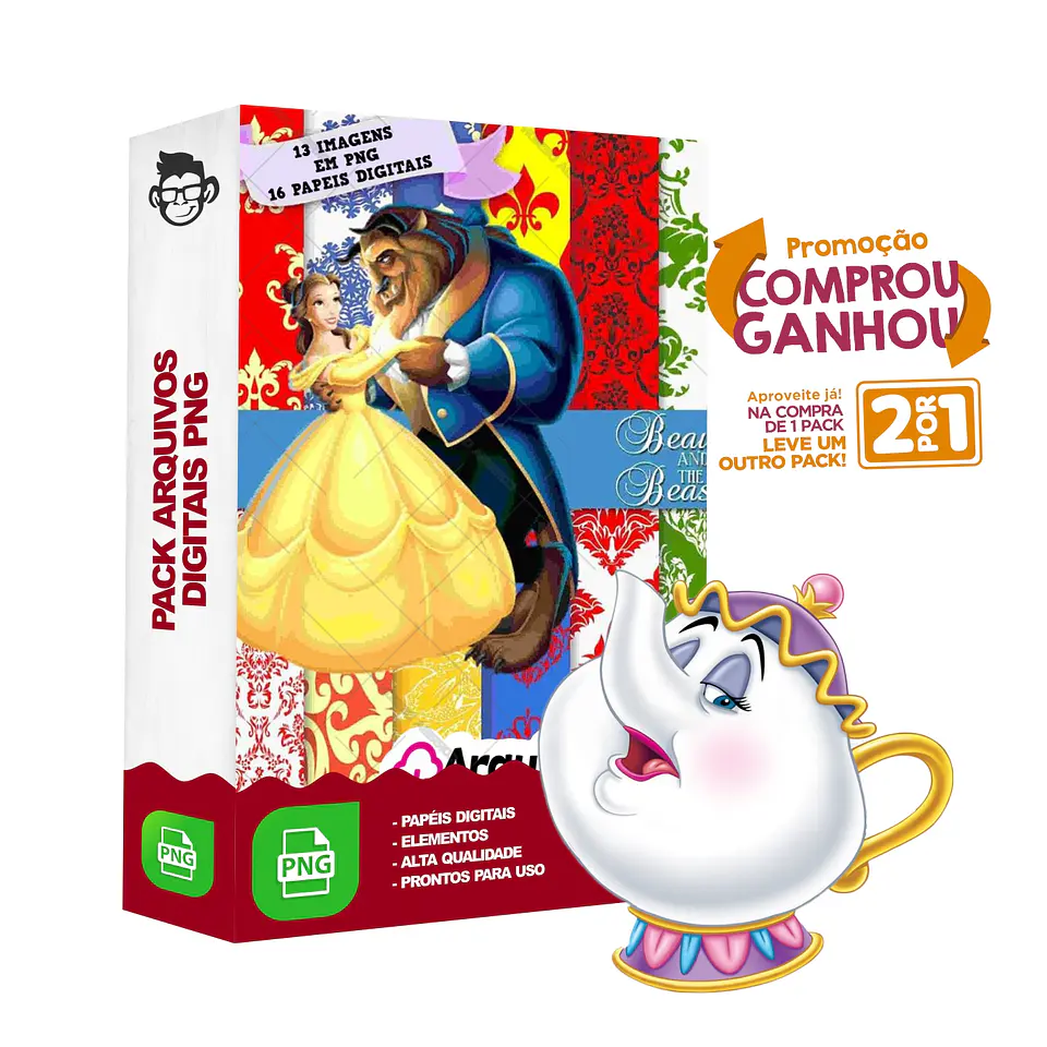 Kit Digital A Bela e a Fera sem fundo Png 1