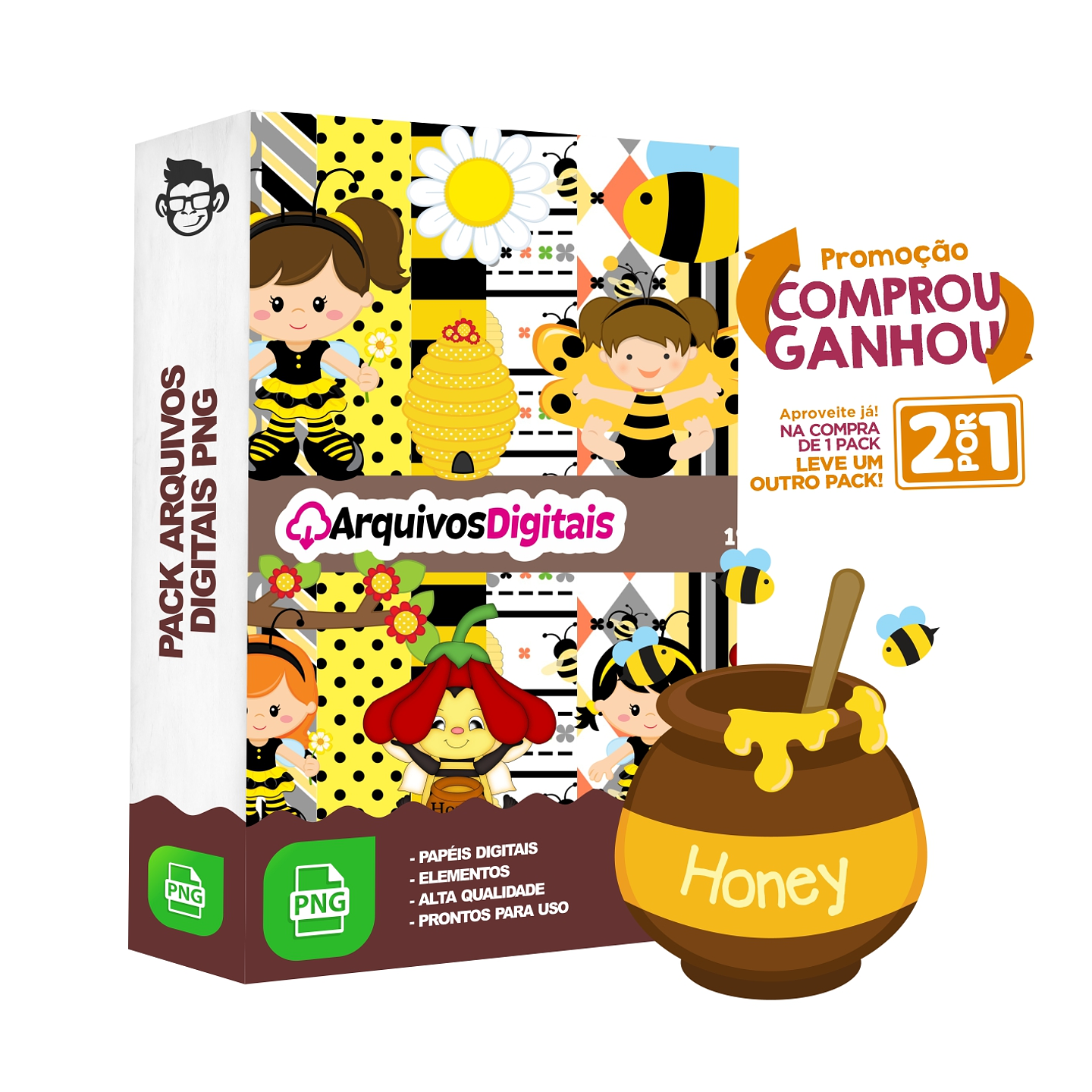 Kit Digital Abelhinha sem fundo Png 1
