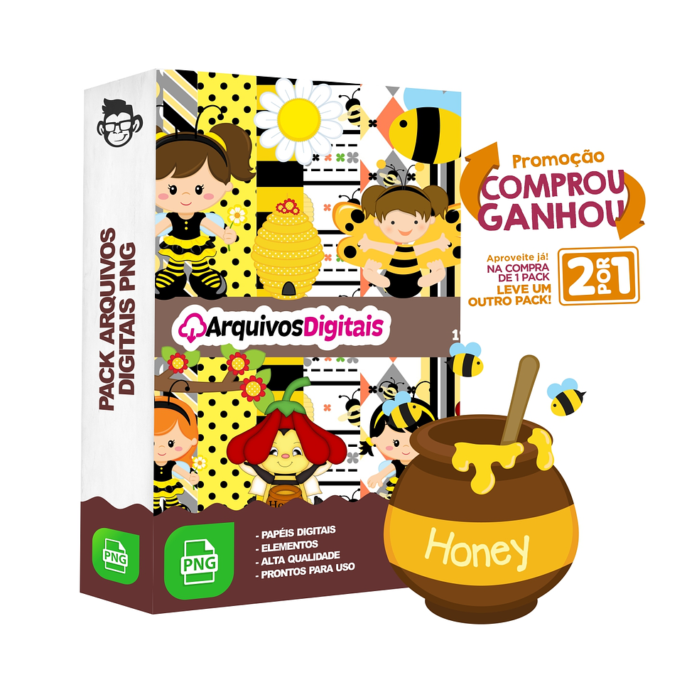 Kit Digital Abelhinha sem fundo Png 1