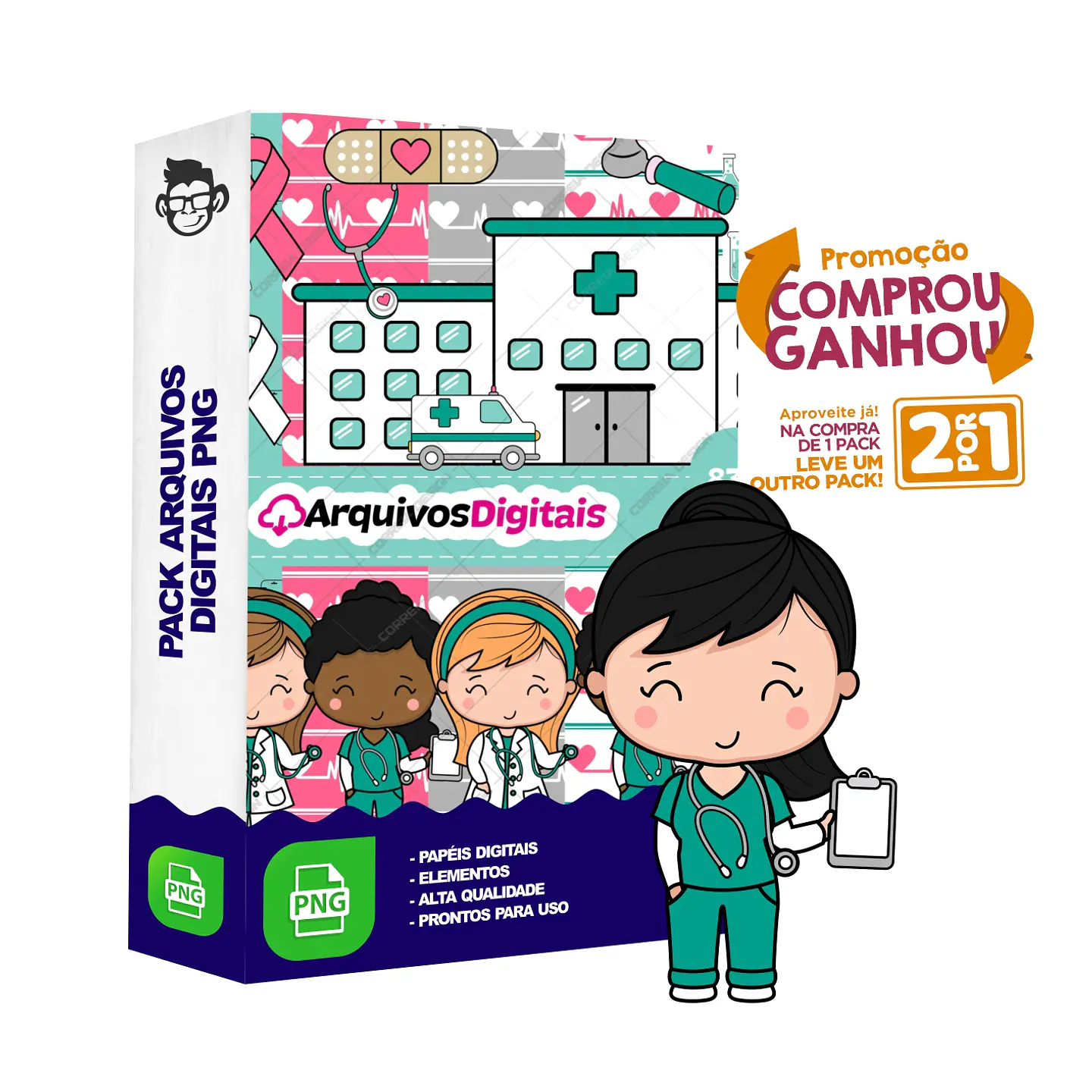 Kit Digital Dia do Médico sem fundo Png 1