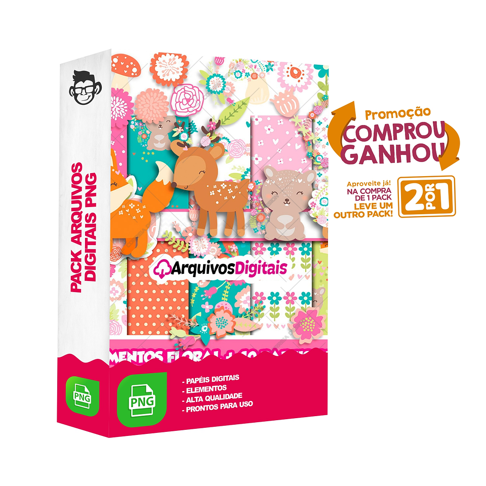 Kit Digital Floresta Encantada sem fundo Png 1