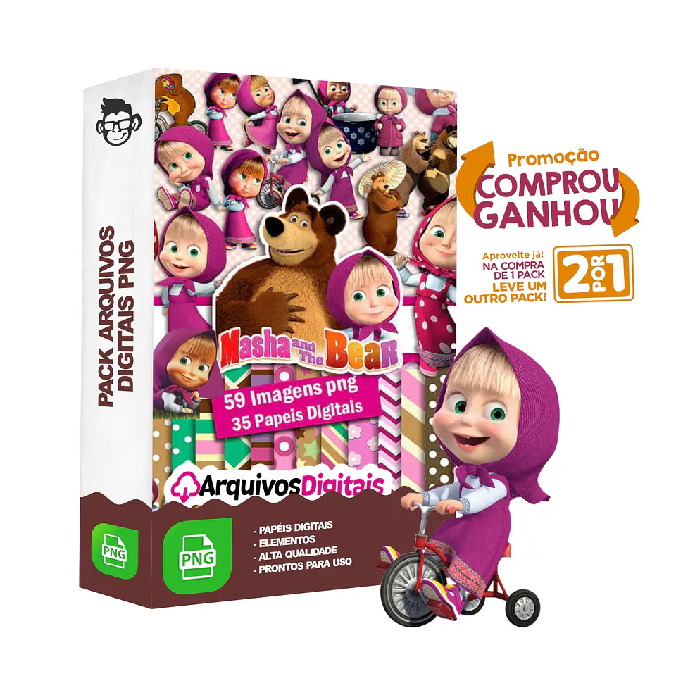 Kit Digital Marsha e o Urso sem fundo Png 1