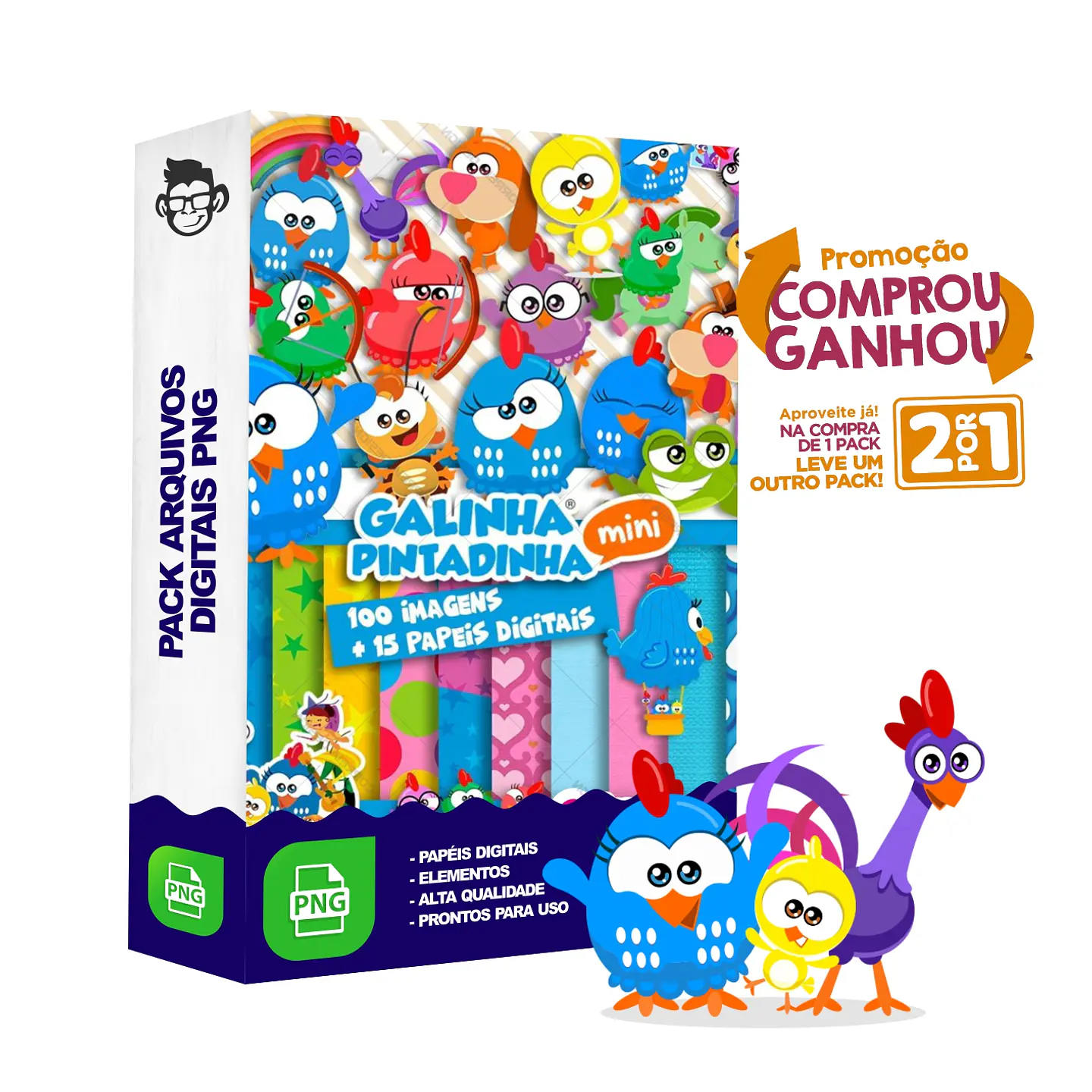 Kit Digital Galinha Pintadinha Mini sem fundo Png 1