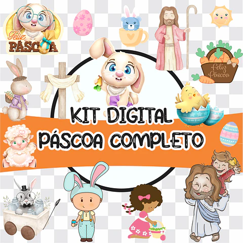 Kit Digital Páscoa Completo sem fundo Png