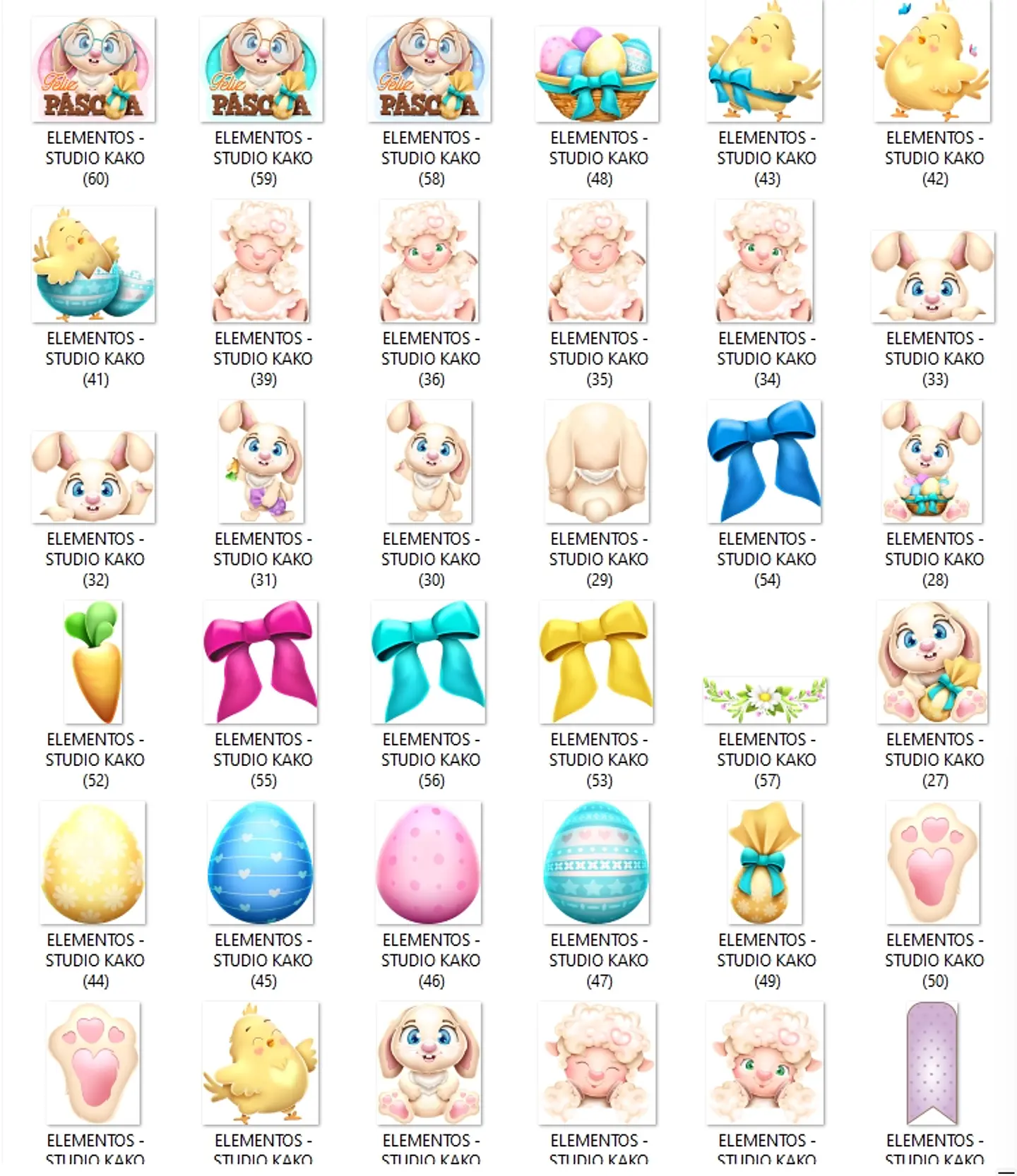 Kit Digital Páscoa Completo sem fundo Png 9