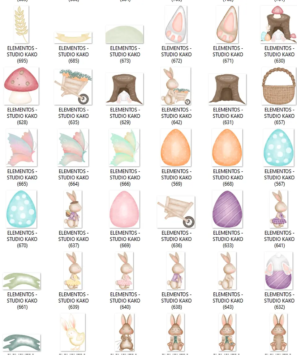 Kit Digital Páscoa Completo sem fundo Png 12