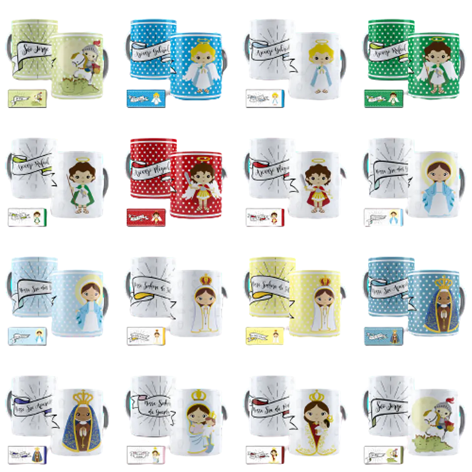 40 Artes para Caneca Estampas Santinhos Santos Catolico Editável em Corel Draw 1