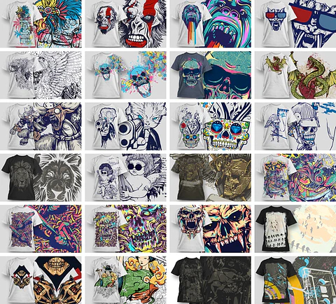 80 Artes para Estampas Camisa T-shirt Editável em Corel Draw