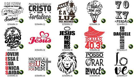 150 Artes Estampas Sublimação Silk Vetores Vetor Gospel Editável em Corel Draw