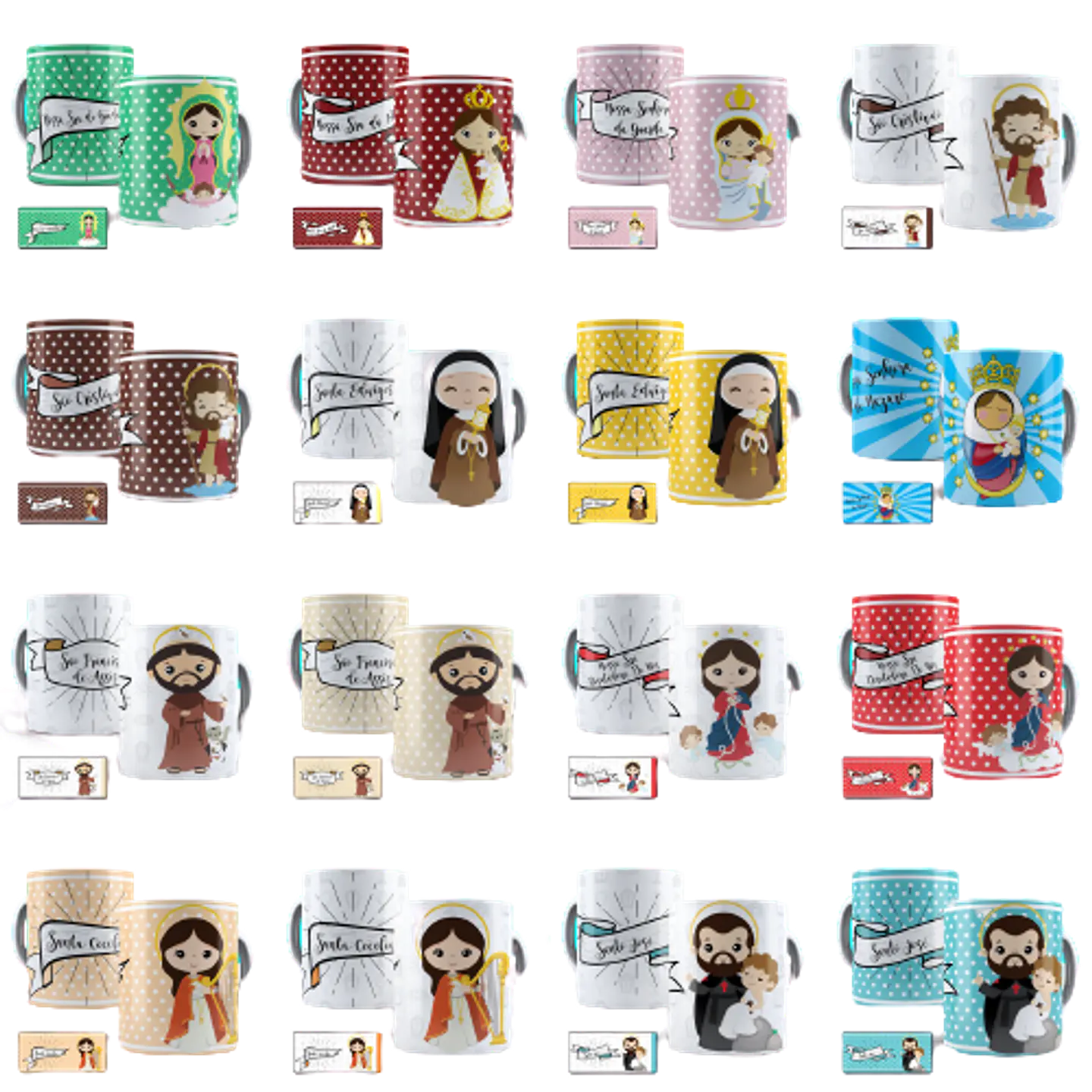 40 Artes para Caneca Estampas Santinhos Santos Catolico Editável em Corel Draw 2