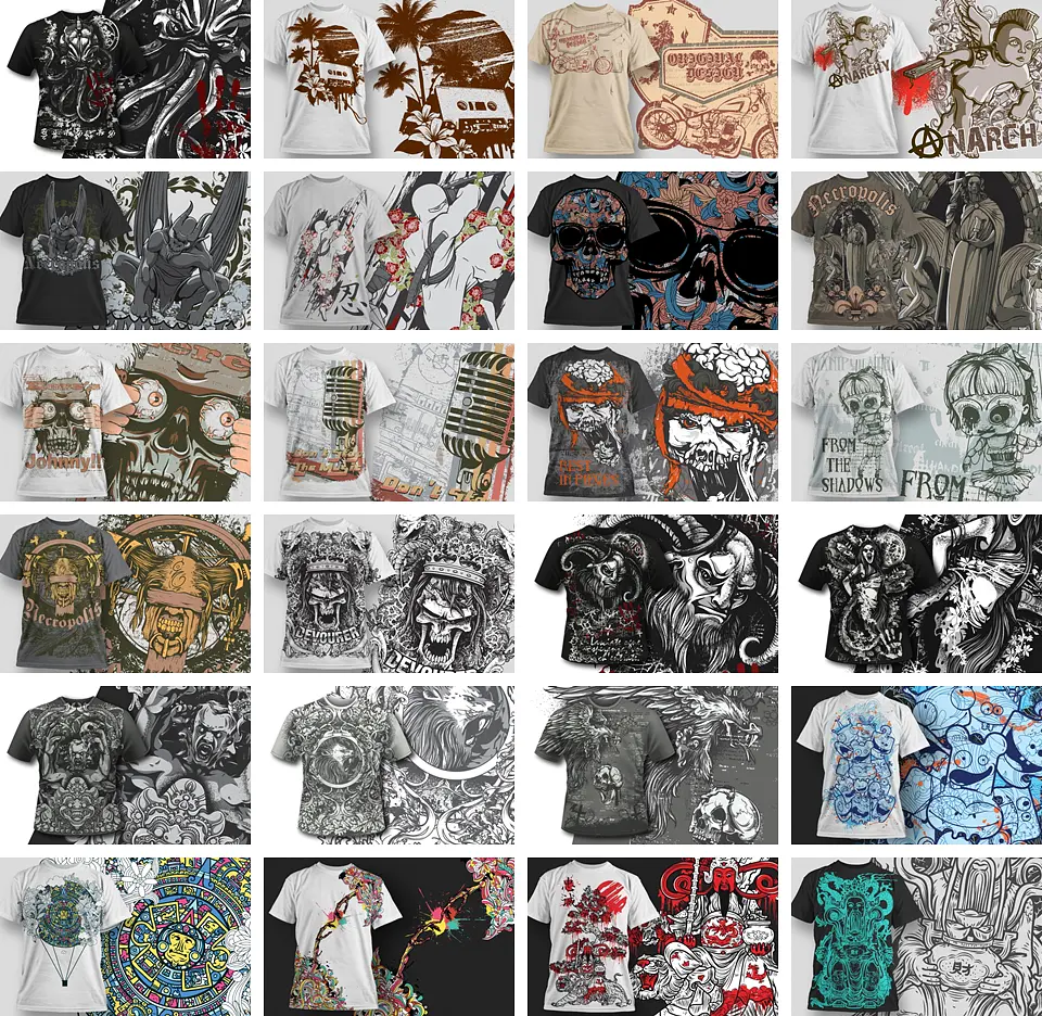 80 Artes para Estampas Camisa T-shirt Editável em Corel Draw 2
