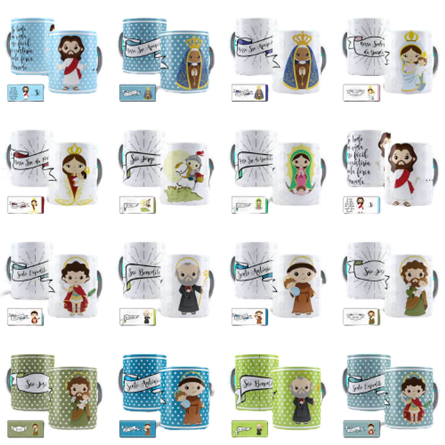 40 Artes para Caneca Estampas Santinhos Santos Catolico Editável em Corel Draw 3