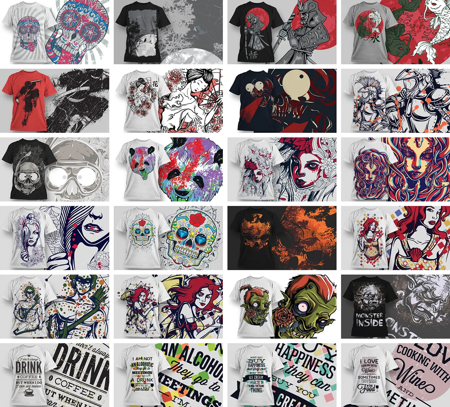 80 Artes para Estampas Camisa T-shirt Editável em Corel Draw 3