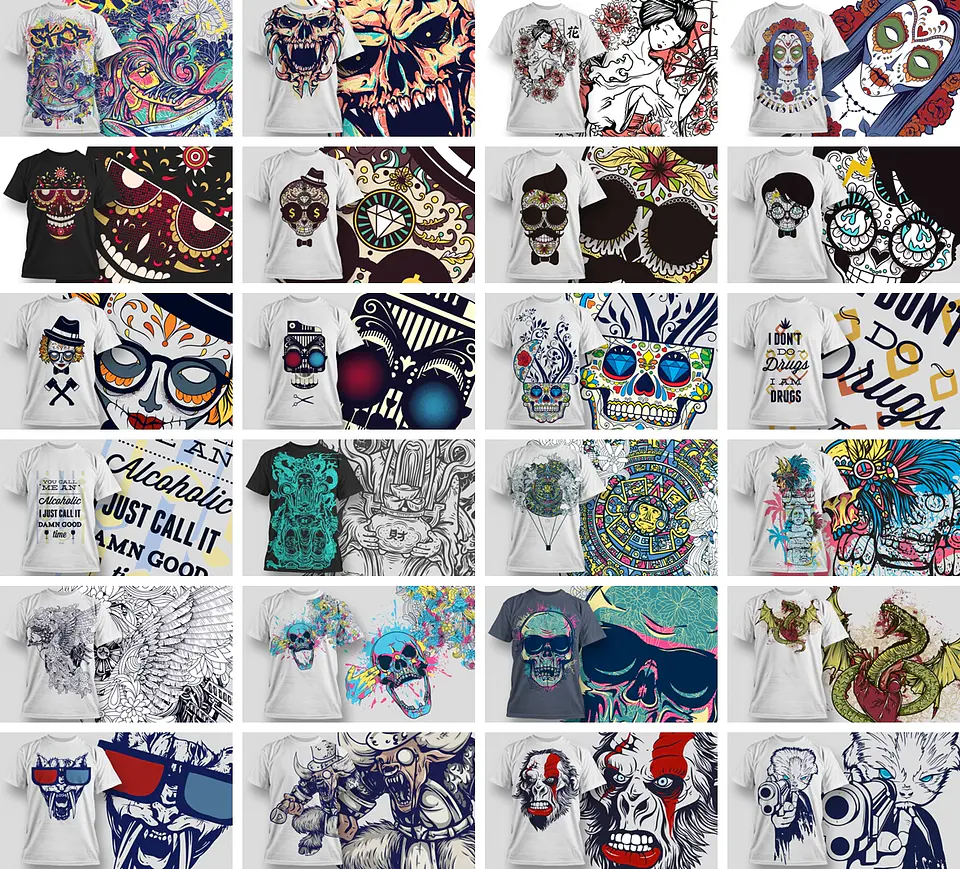 80 Artes para Estampas Camisa T-shirt Editável em Corel Draw 4