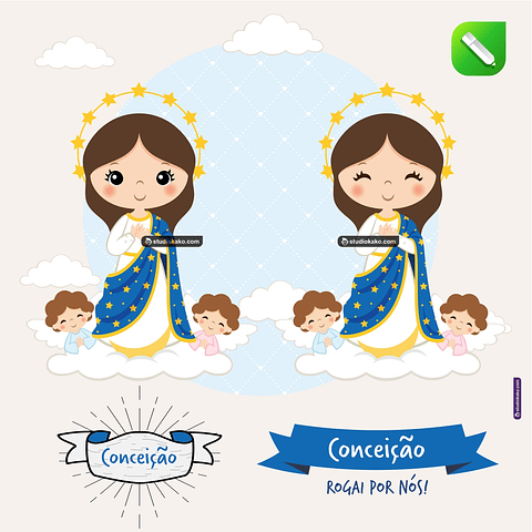 Kit Digital Vetor Santinho Nossa Senhora da Conceição Editaveis Corel Draw + Png