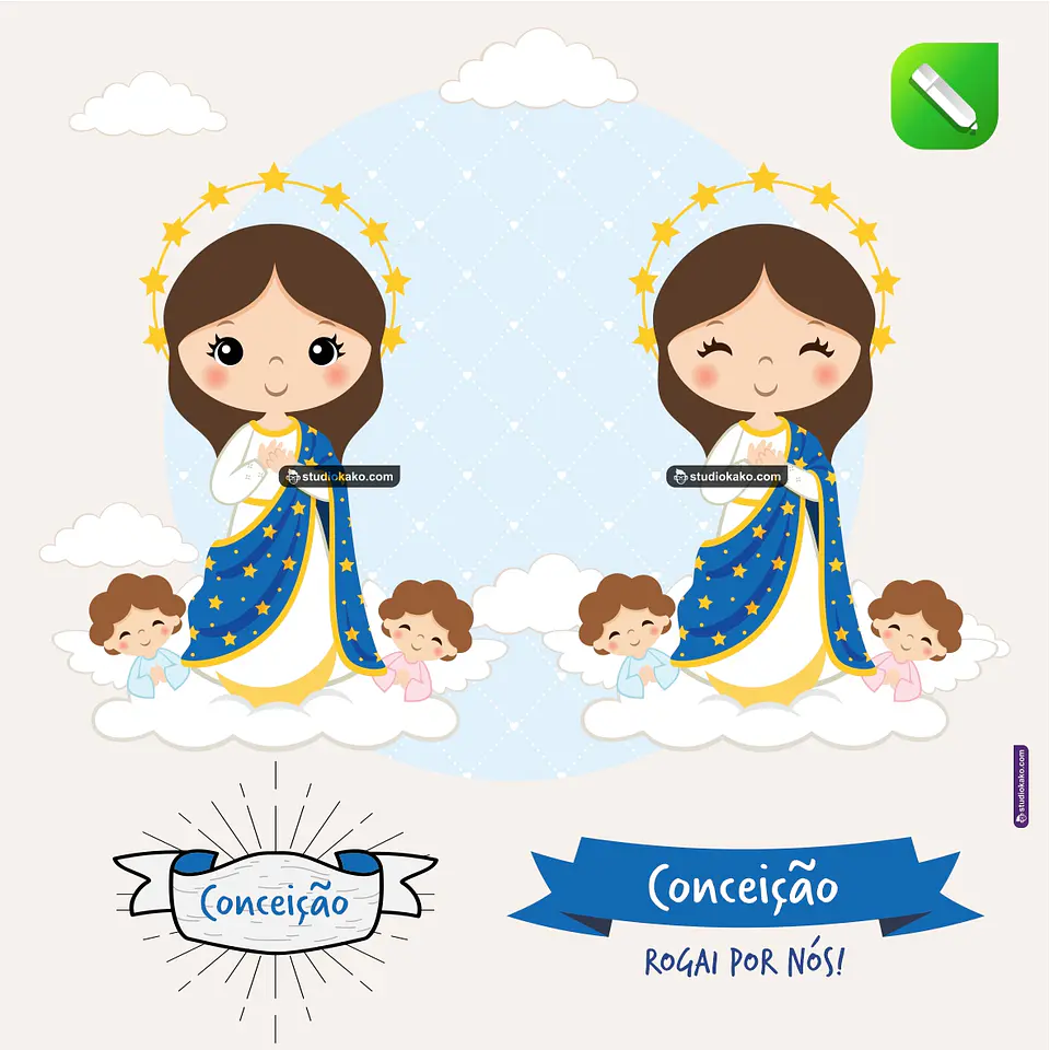 Kit Digital Vetor Santinho Nossa Senhora da Conceição Editaveis Corel Draw + Png 1