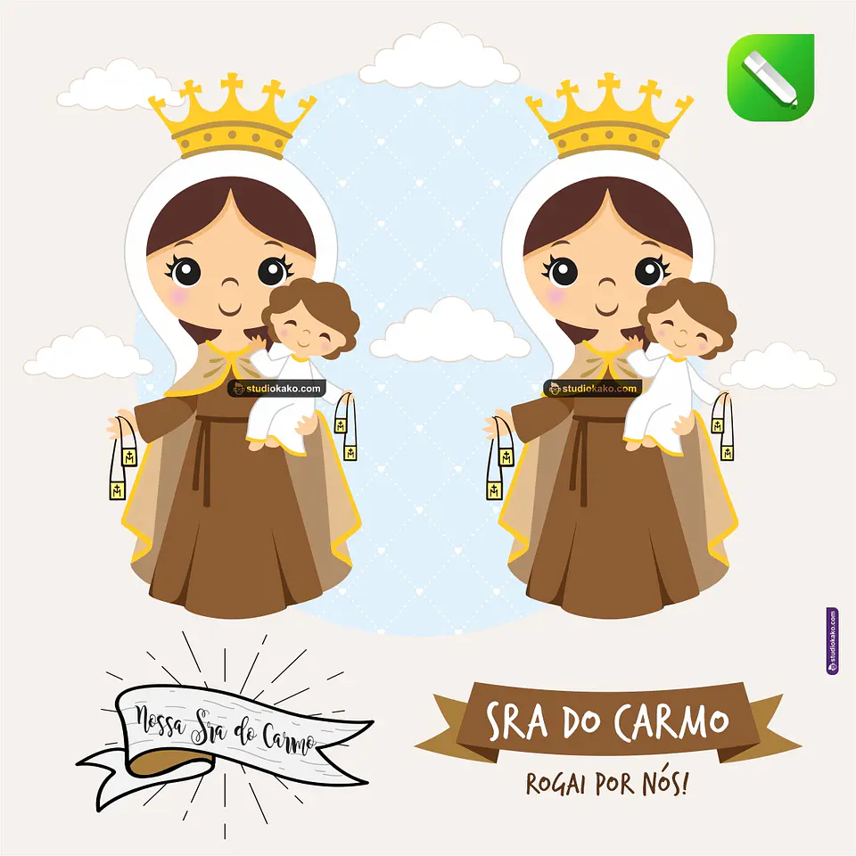 Kit Digital Vetor Santinhos Nossa Senhora do Carmo Editaveis + Png 1