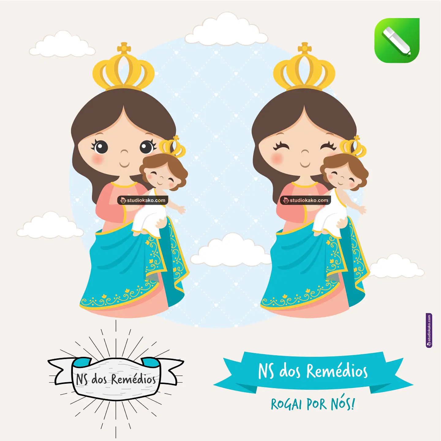 Kit Digital Vetor Santinhos Nossa Senhora do Remédios Editaveis + Png 1