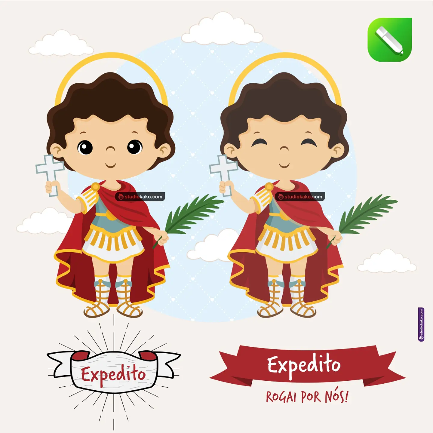 Kit Digital Vetor Santinhos Santo Expedito Editaveis + Png 1