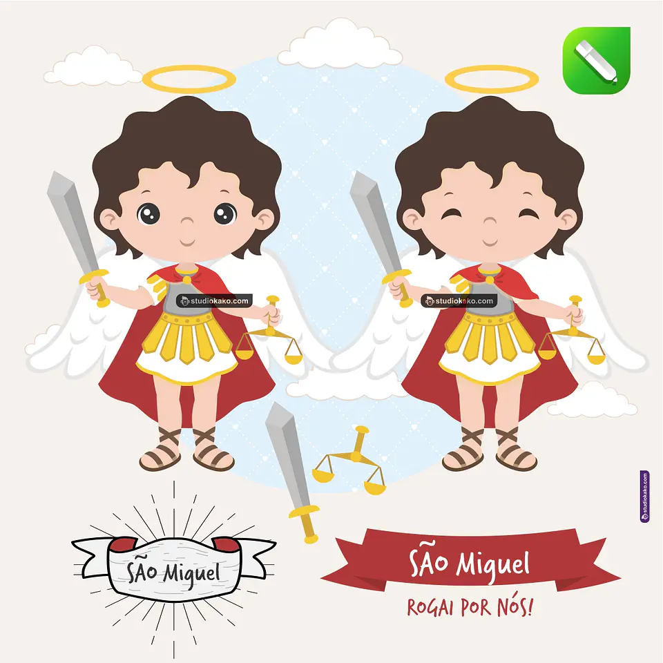 Kit Digital Vetor Santinhos Arcanjo São Miguel Editaveis + Png 1