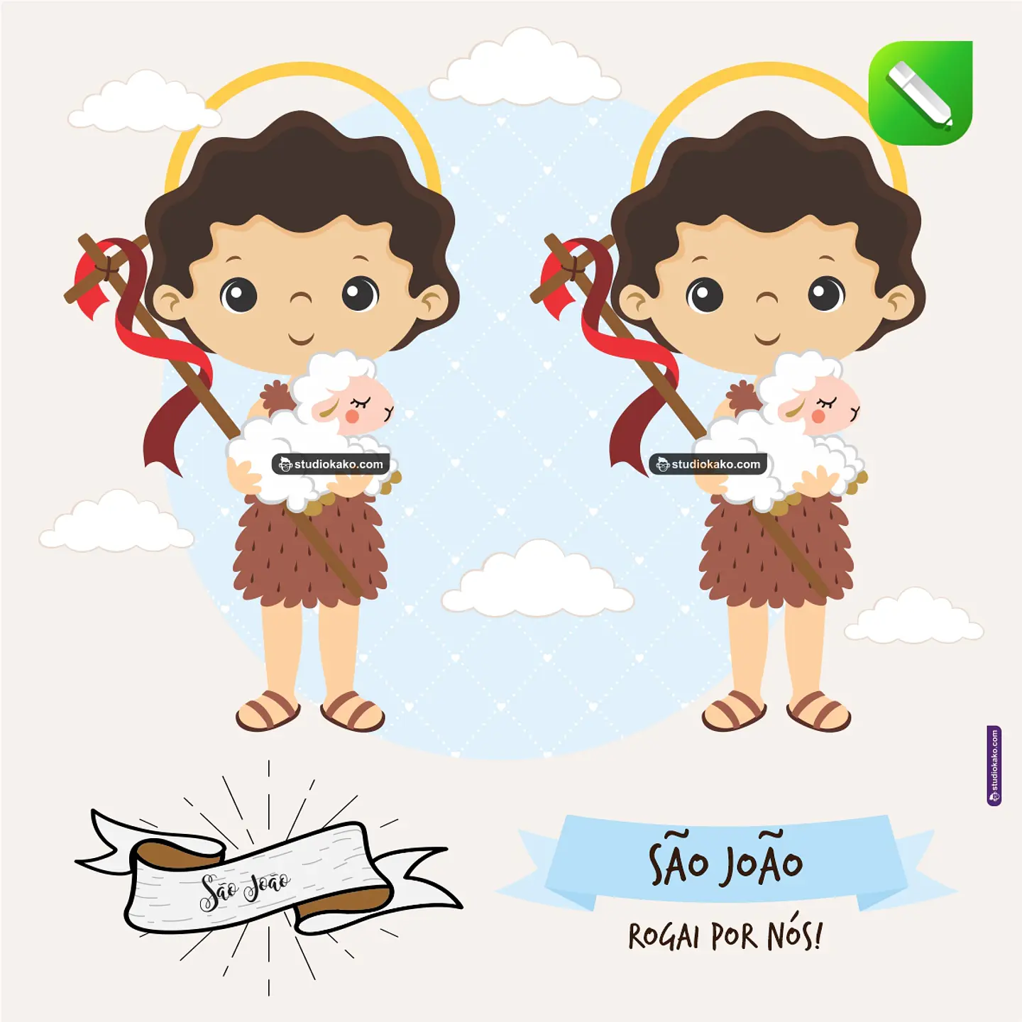 Kit Digital Vetor Santinhos São João Editaveis + Png 1