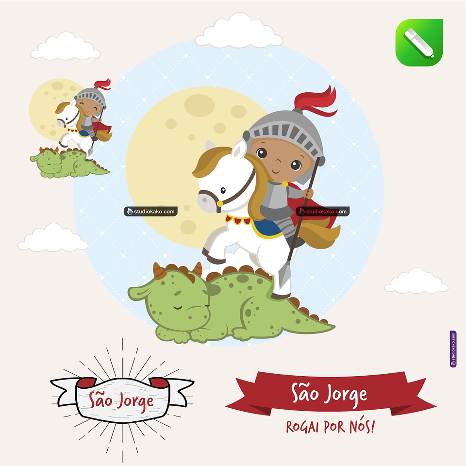 Kit Digital Vetor Santinhos São Jorge Moreno Editaveis + Png 1